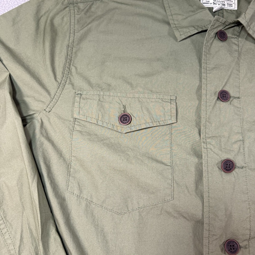Lucky Brand Button Down Long Sleeve Shirt Jacket Shacket Sz XLarge Olive Green - Picture 5 of 11